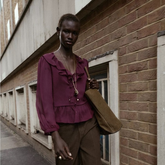 ZARA RUFFLED BLOUSE - Picture 6 of 10